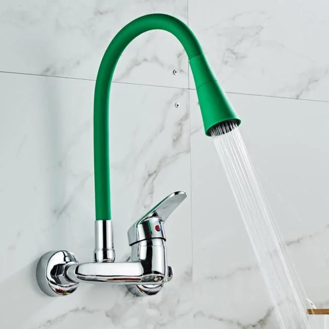 360 Degree Swivel Flexible Double Holes Wall Mounted Solid Brass Kitchen Tap In Colors -Bathlova