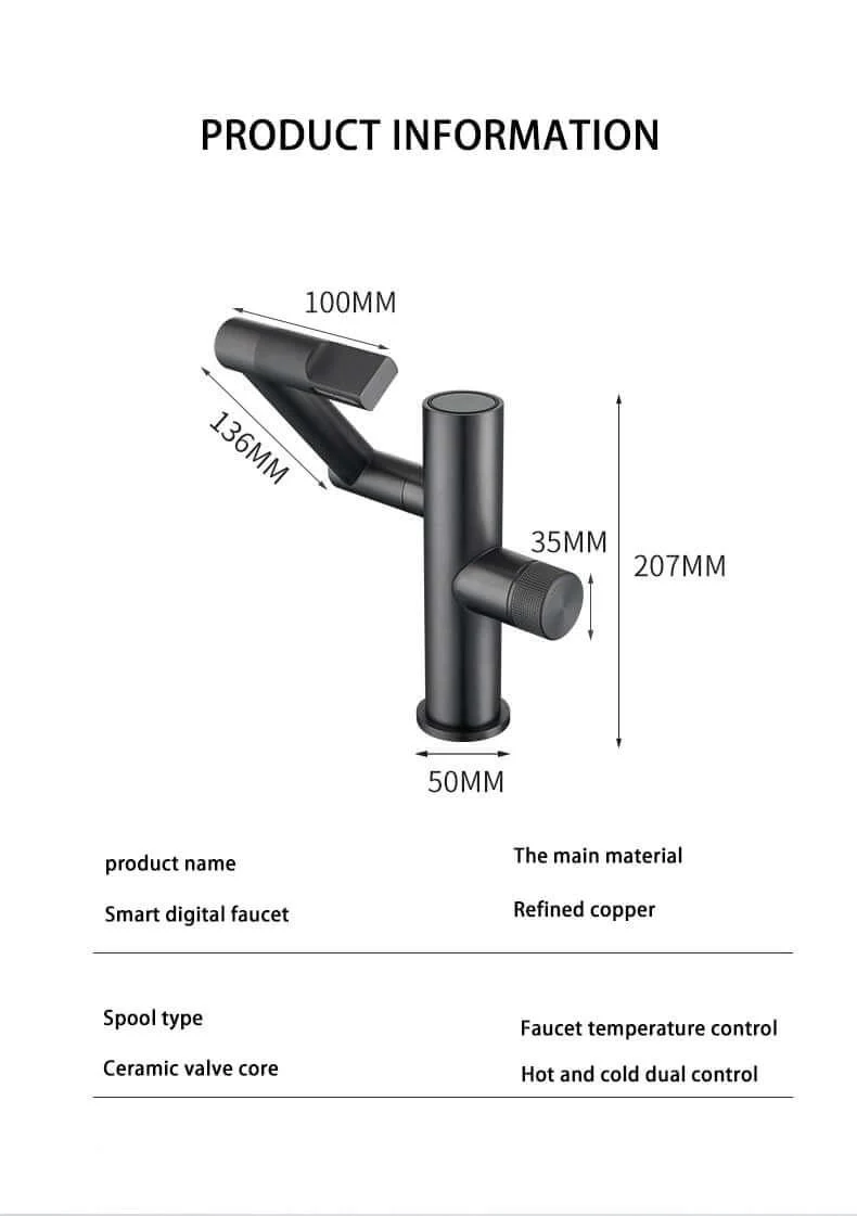 360 Degrees Digital Display Bathroom Tap -Bathlova