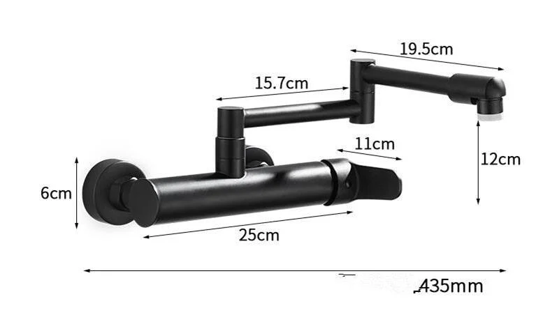 360 Degrees Wall Mounted Kitchen Tap Brushed in Black -Bathlova