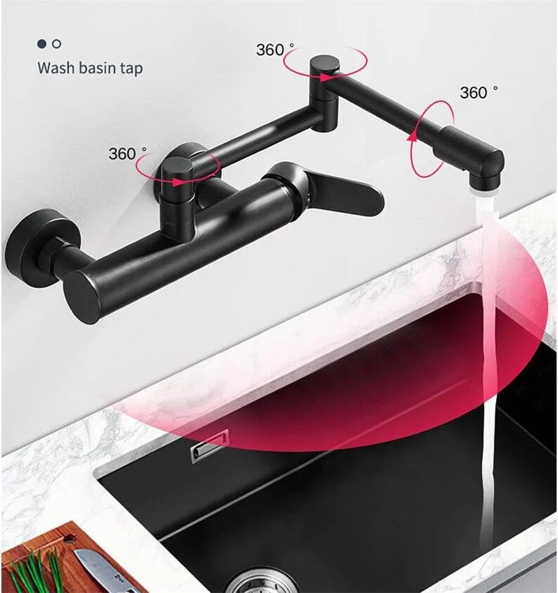 360 Degrees Wall Mounted Kitchen Tap Brushed in Black -Bathlova