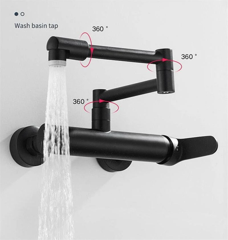 360 Degrees Wall Mounted Kitchen Tap Brushed in Black -Bathlova