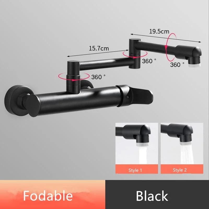 360 Degrees Wall Mounted Kitchen Tap Brushed in Black -Bathlova