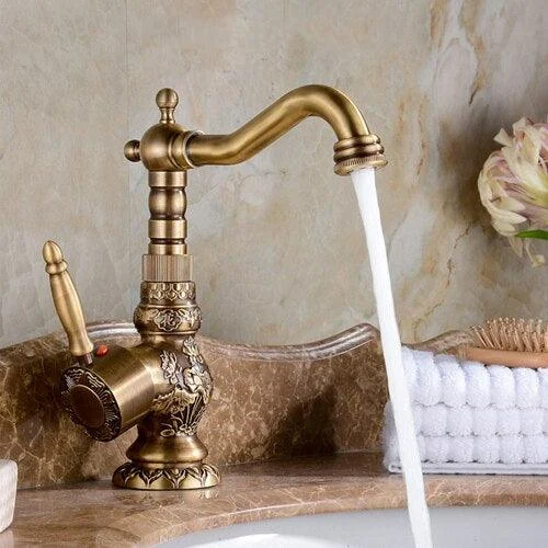 360 Rotation Single Handle Mixer Tap Basin Tap Antique Sink Tap -Bathlova