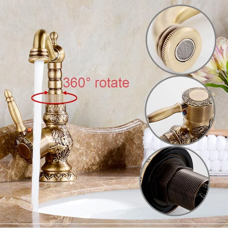 360 Rotation Single Handle Mixer Tap Basin Tap Antique Sink Tap -Bathlova