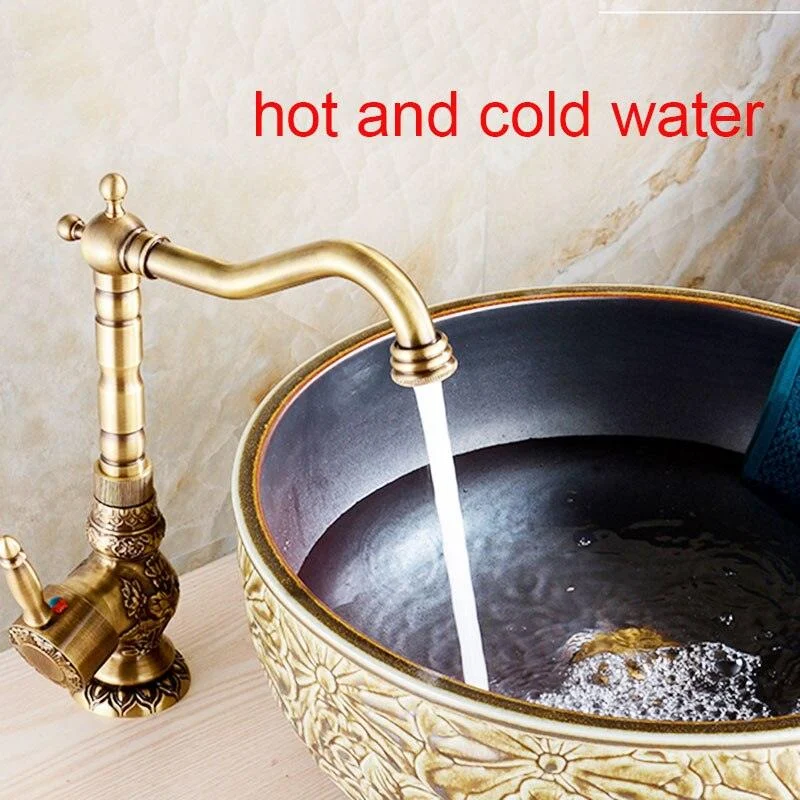 360 Rotation Single Handle Mixer Tap Basin Tap Antique Sink Tap -Bathlova