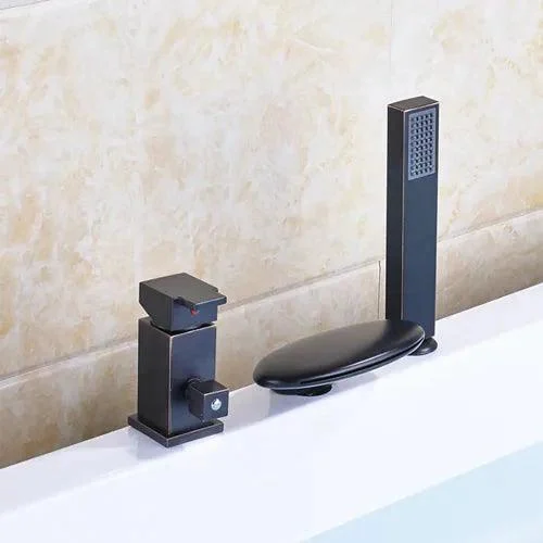 3pc Waterfall Bathroom Single Lever Bathtub Taps with Handshower -Bathlova