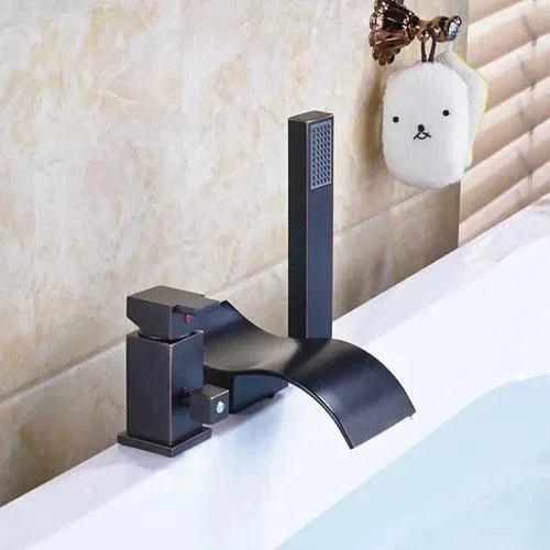 3pc Waterfall Bathroom Single Lever Bathtub Taps with Handshower -Bathlova