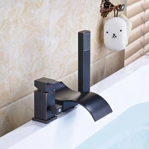 3pc Waterfall Bathroom Tub Mixer Tap Single Lever with Handshower -Bathlova