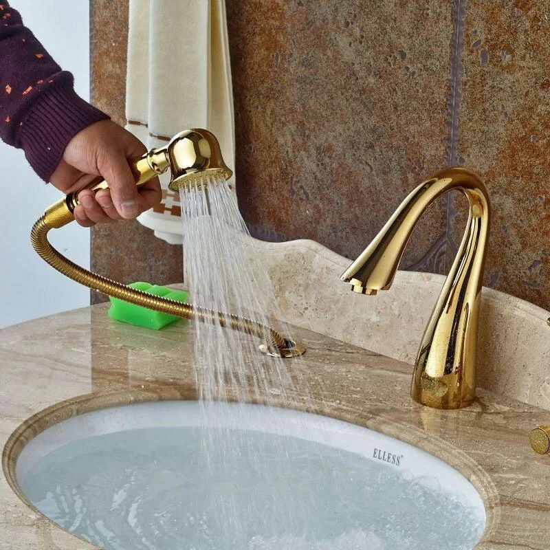 3Pcs Brass Gold Shower Tub Tap One Handle Bathtub Tap Sprayer Mixer Tap -Bathlova