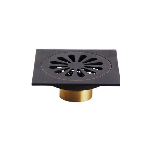 4" Brass Antique Carved Bathroom Floor Drain Waste Grate Drain In Gold, Black And Chrome Finish -Bathlova