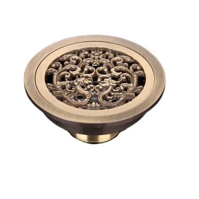 4 Inch Bronze Antique Brass Round Bathroom Floor Drain -Bathlova