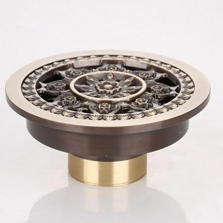 4 Inch Bronze Antique Brass Round Bathroom Floor Drain -Bathlova