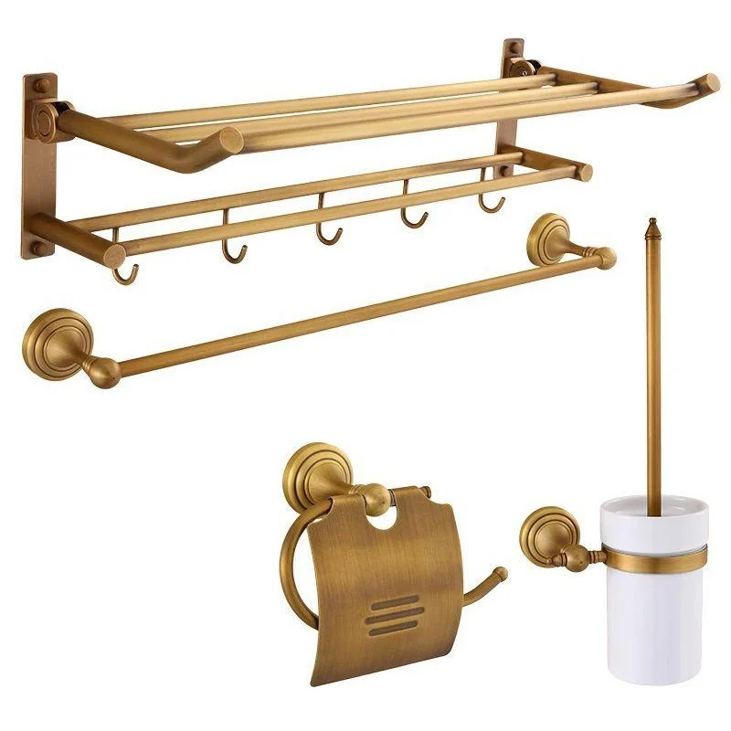 4-Piece Traditional Bathroom Accessory Set Gold Brass Bathroom Accessories Hardware Set -Bathlova