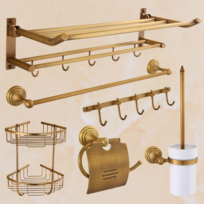 4-Piece Traditional Bathroom Accessory Set Gold Brass Bathroom Accessories Hardware Set -Bathlova