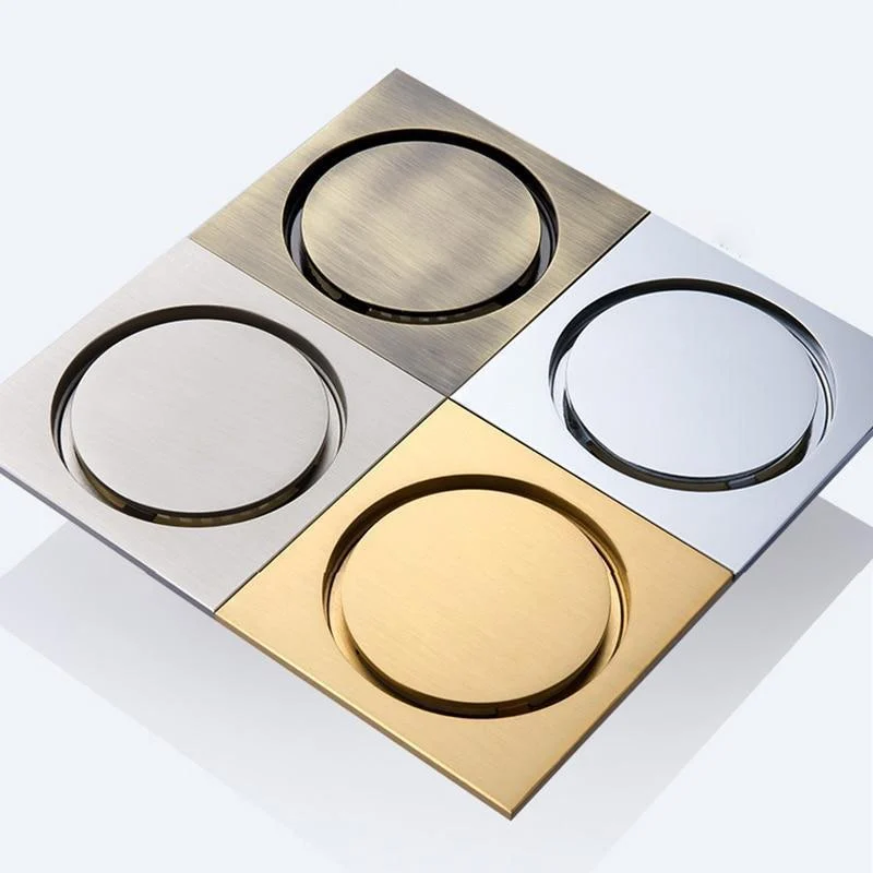 4" Square Brass Shower Drain Bathtub Drain Bathroom Toilet Invisible Floor Drain -Bathlova