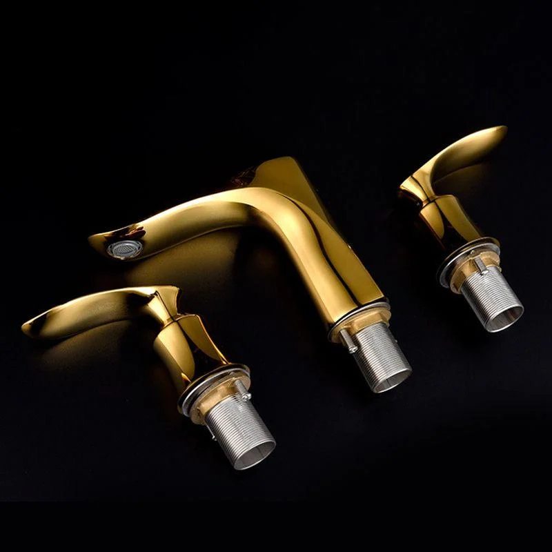 5.1" H Brass Basin Lavatory Tap Double Handles Bathroom Tap -Bathlova