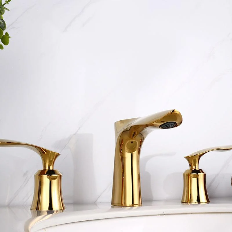 5.1" H Brass Basin Lavatory Tap Double Handles Bathroom Tap -Bathlova