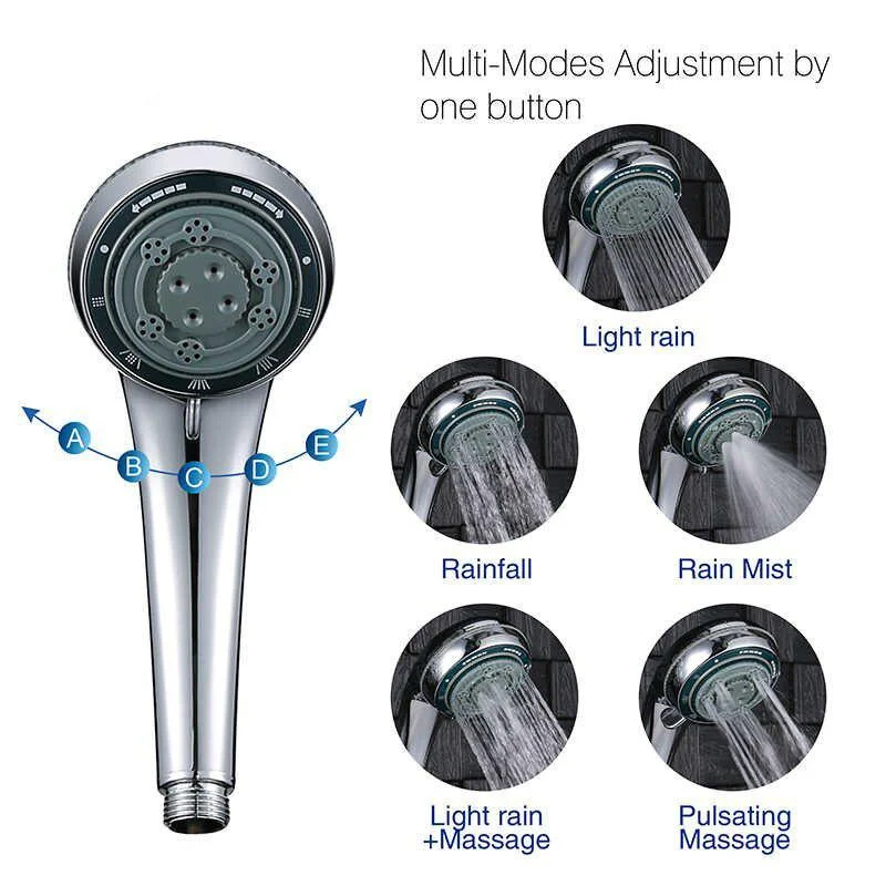 5 Functions Single Handheld Shower Head Massage & Mist -Bathlova