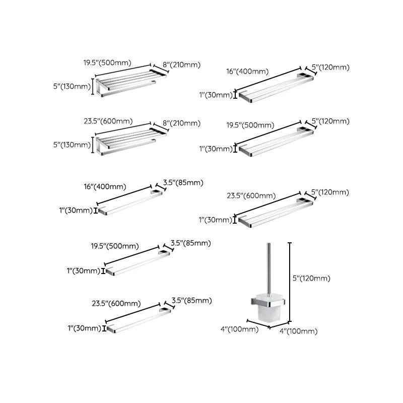 5-Piece Bathroom Hardware Set Modern Polished Chrome Bathroom Set -Bathlova