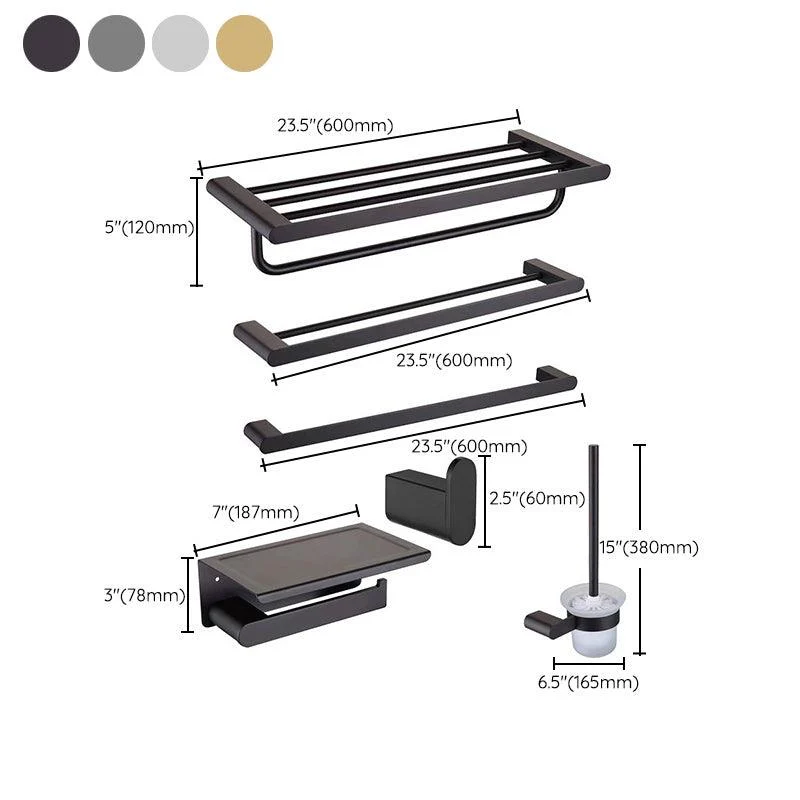 5-Piece Modern Bath Hardware Set in Stainless Steel with Towel Bar/Robe Hooks/Paper Holder -Bathlova