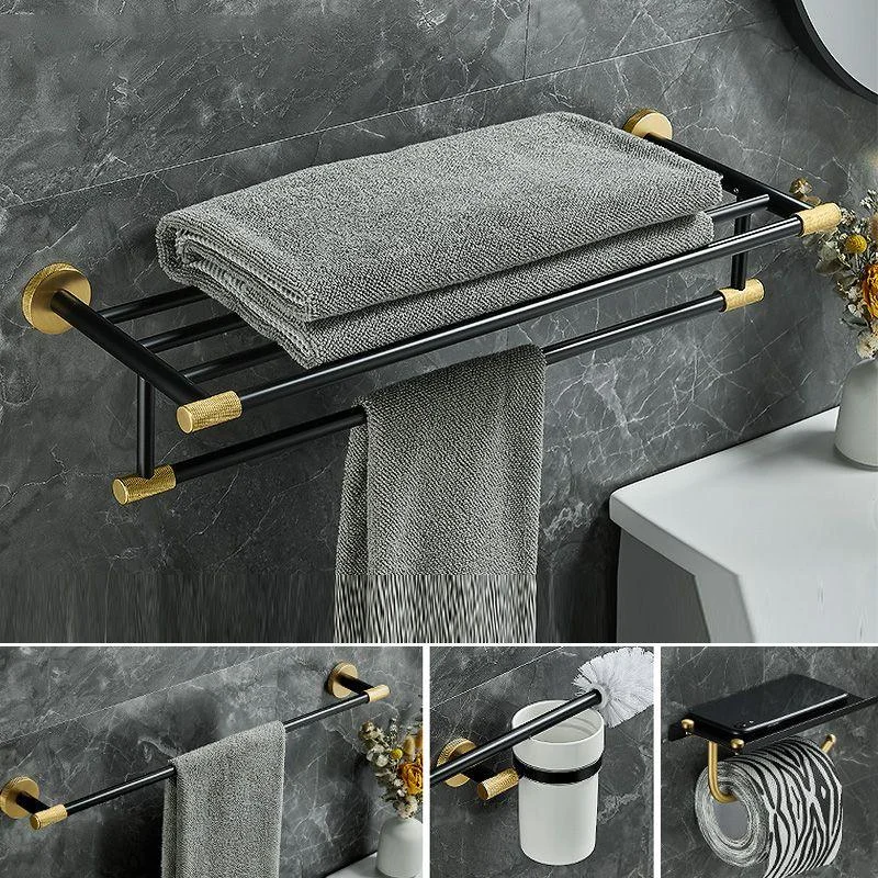 5-Piece Modern Bathroom Accessory Black Brass Bath Hardware Set -Bathlova