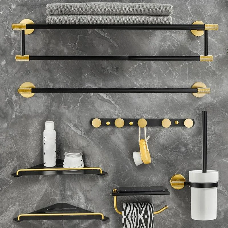 5-Piece Modern Bathroom Accessory Black Brass Bath Hardware Set -Bathlova