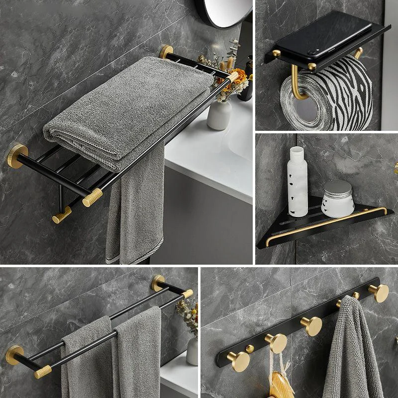 5-Piece Modern Bathroom Accessory Black Brass Bath Hardware Set -Bathlova