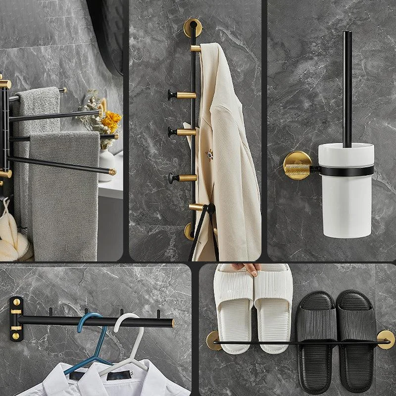 5-Piece Modern Bathroom Accessory Black Brass Bath Hardware Set -Bathlova