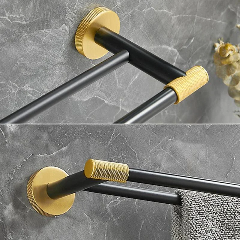 5-Piece Modern Bathroom Accessory Black Brass Bath Hardware Set -Bathlova