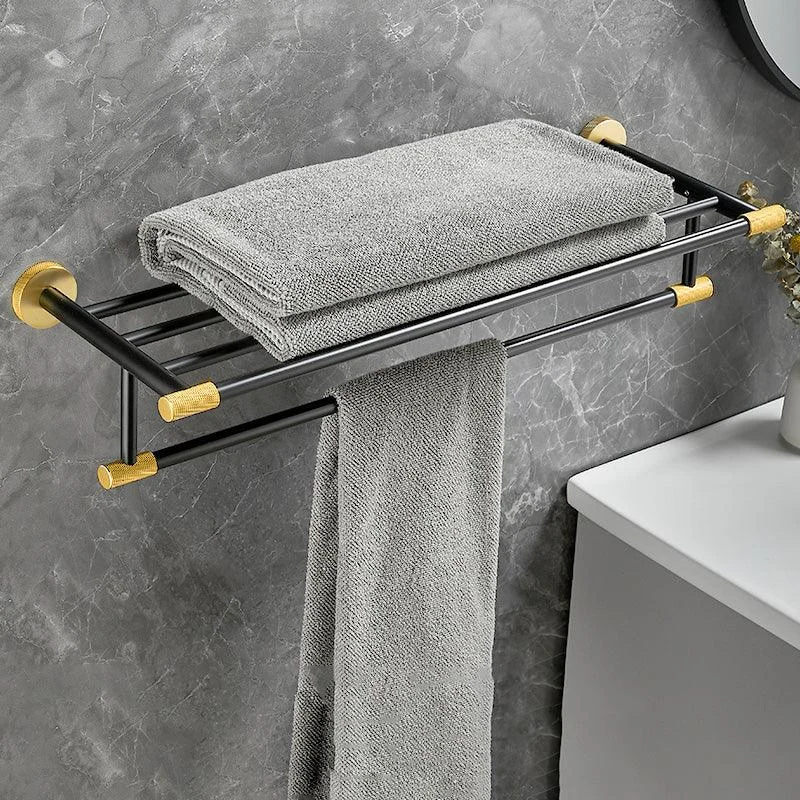 5-Piece Modern Bathroom Accessory Black Brass Bath Hardware Set -Bathlova