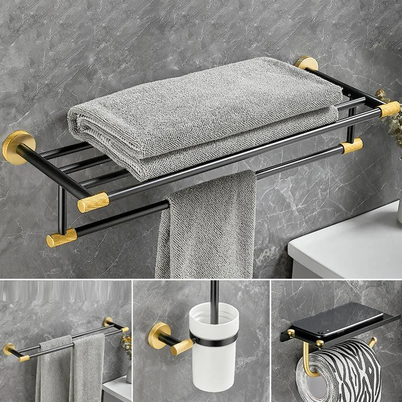 5-Piece Modern Bathroom Accessory Black Brass Bath Hardware Set -Bathlova