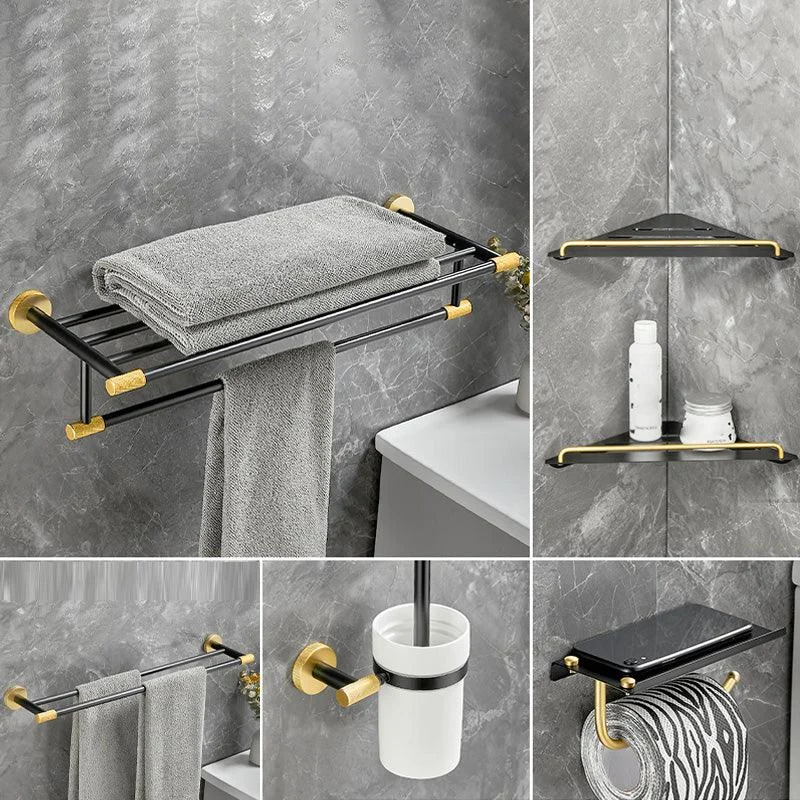 5-Piece Modern Bathroom Accessory Black Brass Bath Hardware Set -Bathlova