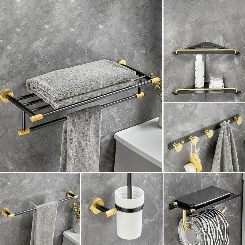 5-Piece Modern Bathroom Accessory Black Brass Bath Hardware Set -Bathlova