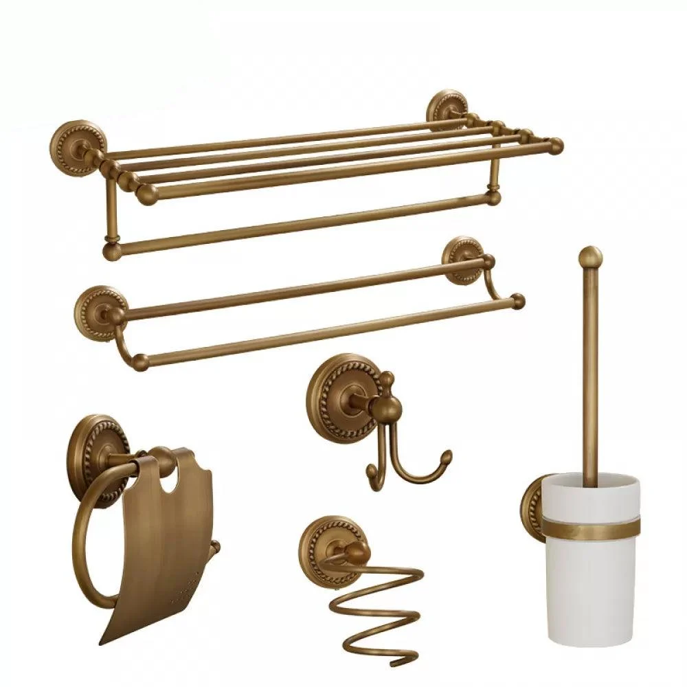 5-Piece Traditional Bathroom Accessory As Individual Or As a Set in Brushed Brass -Bathlova