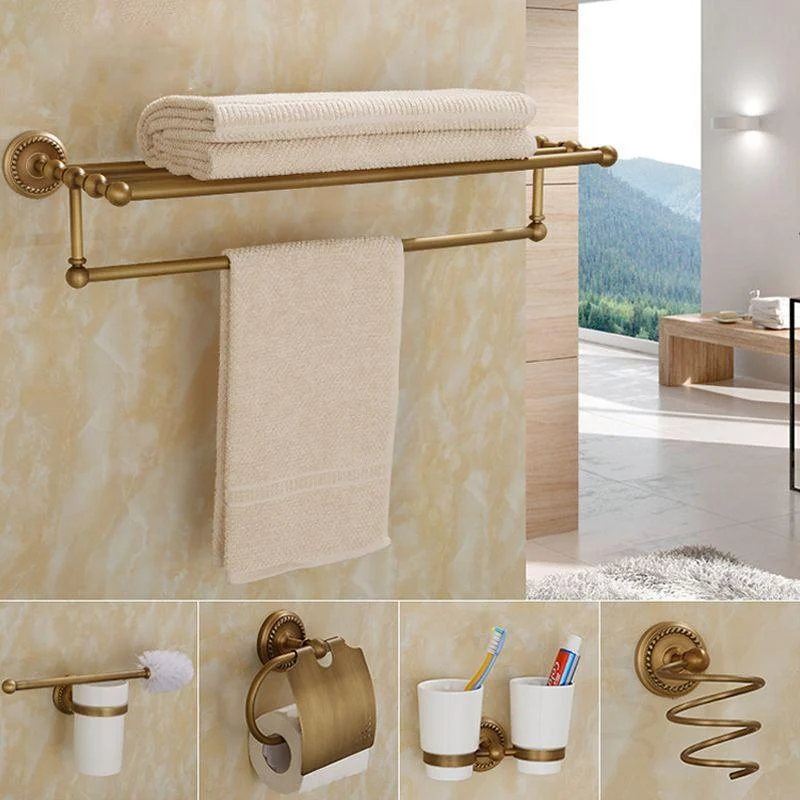 5-Piece Traditional Bathroom Accessory As Individual Or As a Set in Brushed Brass -Bathlova