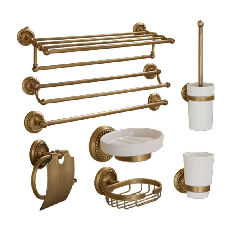 5-Piece Traditional Bathroom Accessory As Individual Or As a Set in Brushed Brass -Bathlova