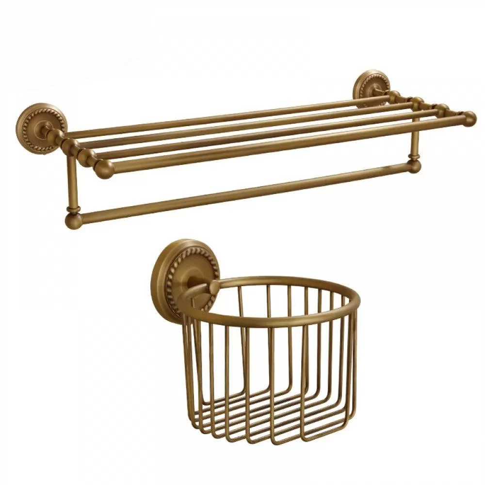 5-Piece Traditional Bathroom Accessory As Individual Or As a Set in Brushed Brass -Bathlova