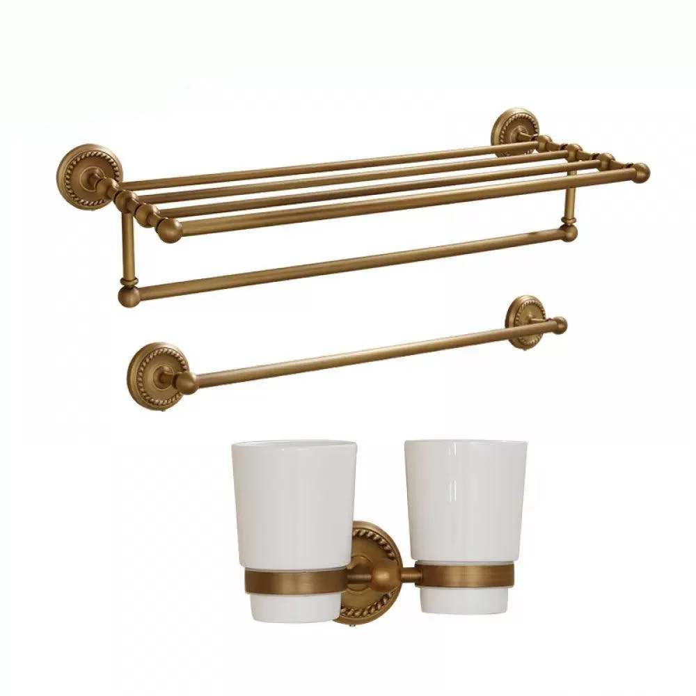 5-Piece Traditional Bathroom Accessory As Individual Or As a Set in Brushed Brass -Bathlova