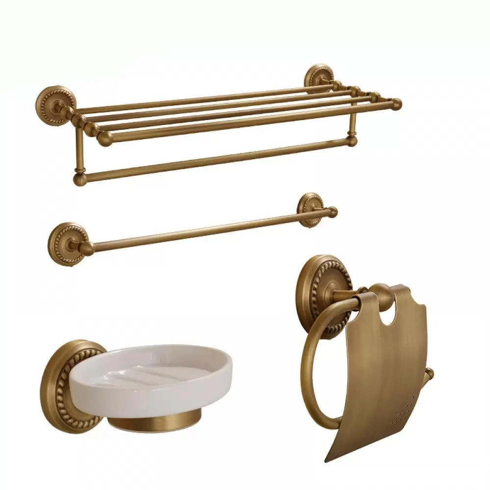 5-Piece Traditional Bathroom Accessory As Individual Or As a Set in Brushed Brass -Bathlova