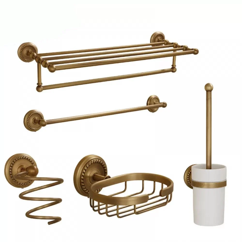 5-Piece Traditional Bathroom Accessory As Individual Or As a Set in Brushed Brass -Bathlova