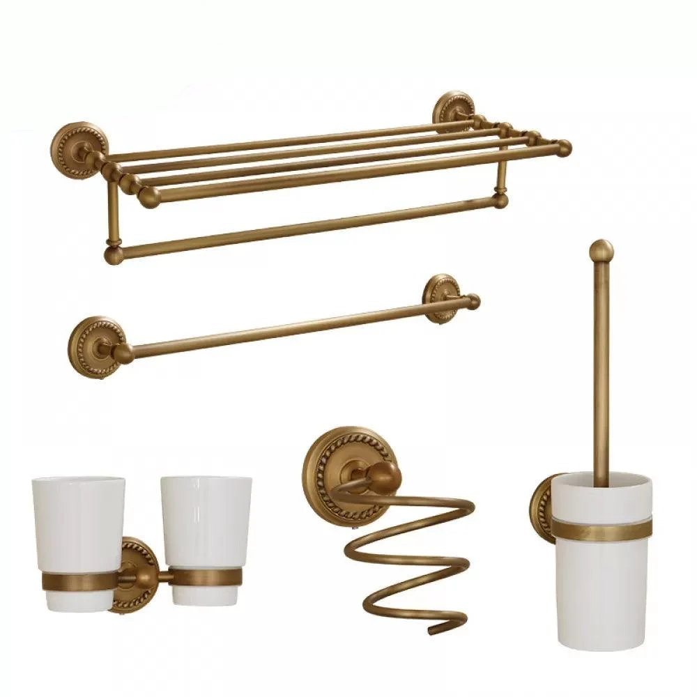 5-Piece Traditional Bathroom Accessory As Individual Or As a Set in Brushed Brass -Bathlova