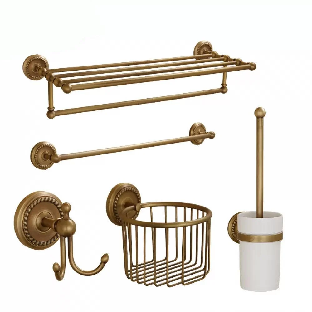 5-Piece Traditional Bathroom Accessory As Individual Or As a Set in Brushed Brass -Bathlova