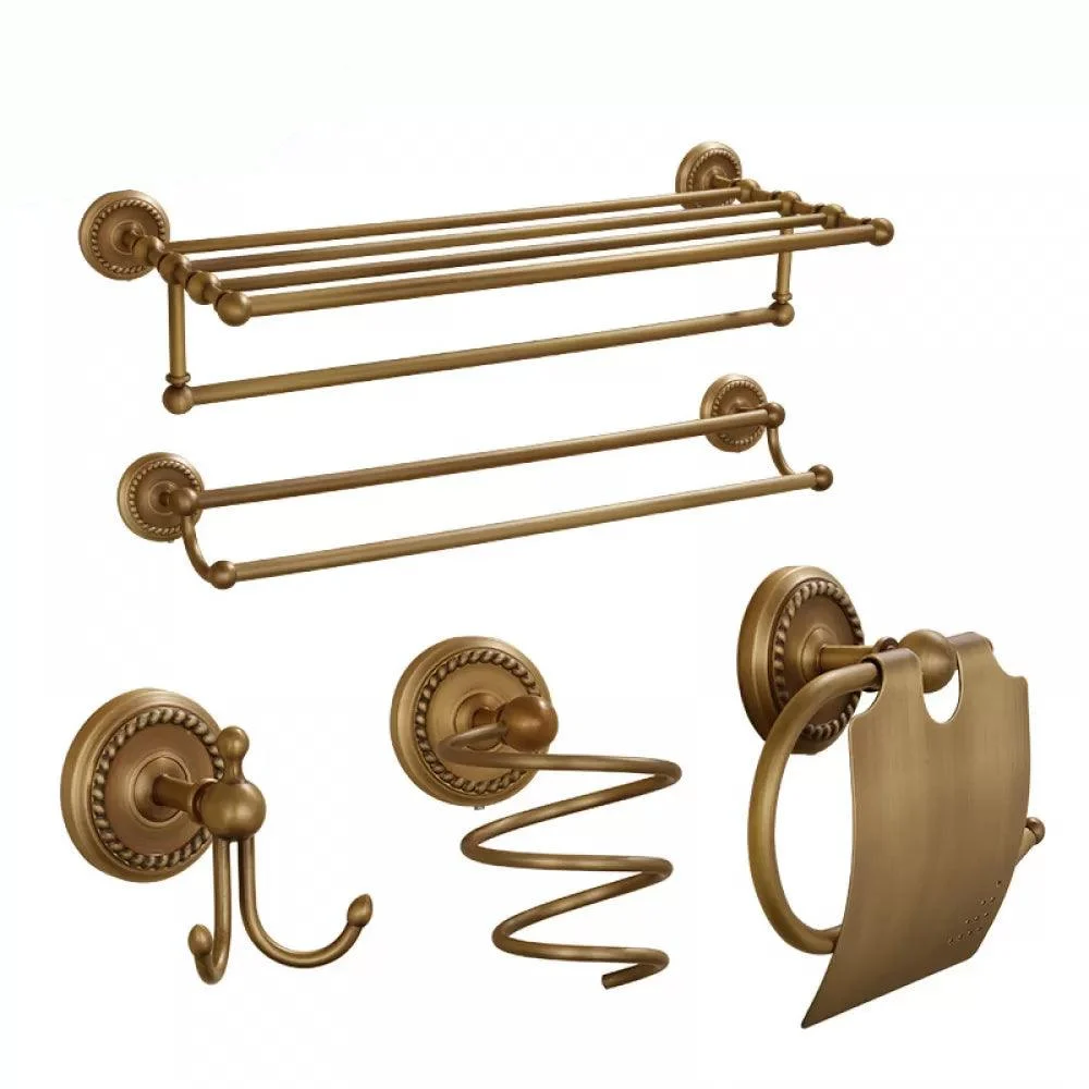 5-Piece Traditional Bathroom Accessory As Individual Or As a Set in Brushed Brass -Bathlova