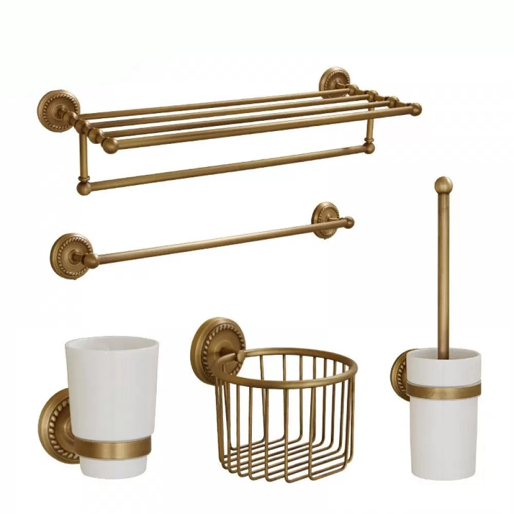 5-Piece Traditional Bathroom Accessory As Individual Or As a Set in Brushed Brass -Bathlova