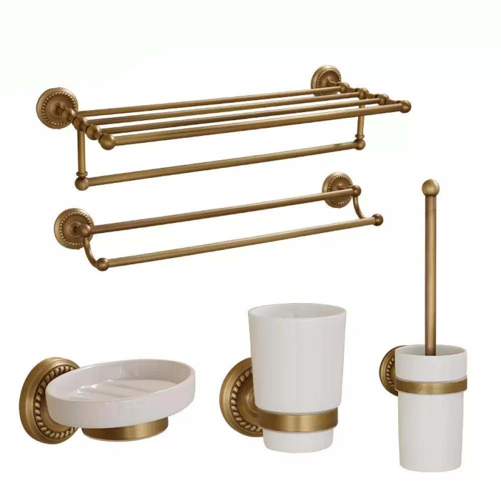 5-Piece Traditional Bathroom Accessory As Individual Or As a Set in Brushed Brass -Bathlova