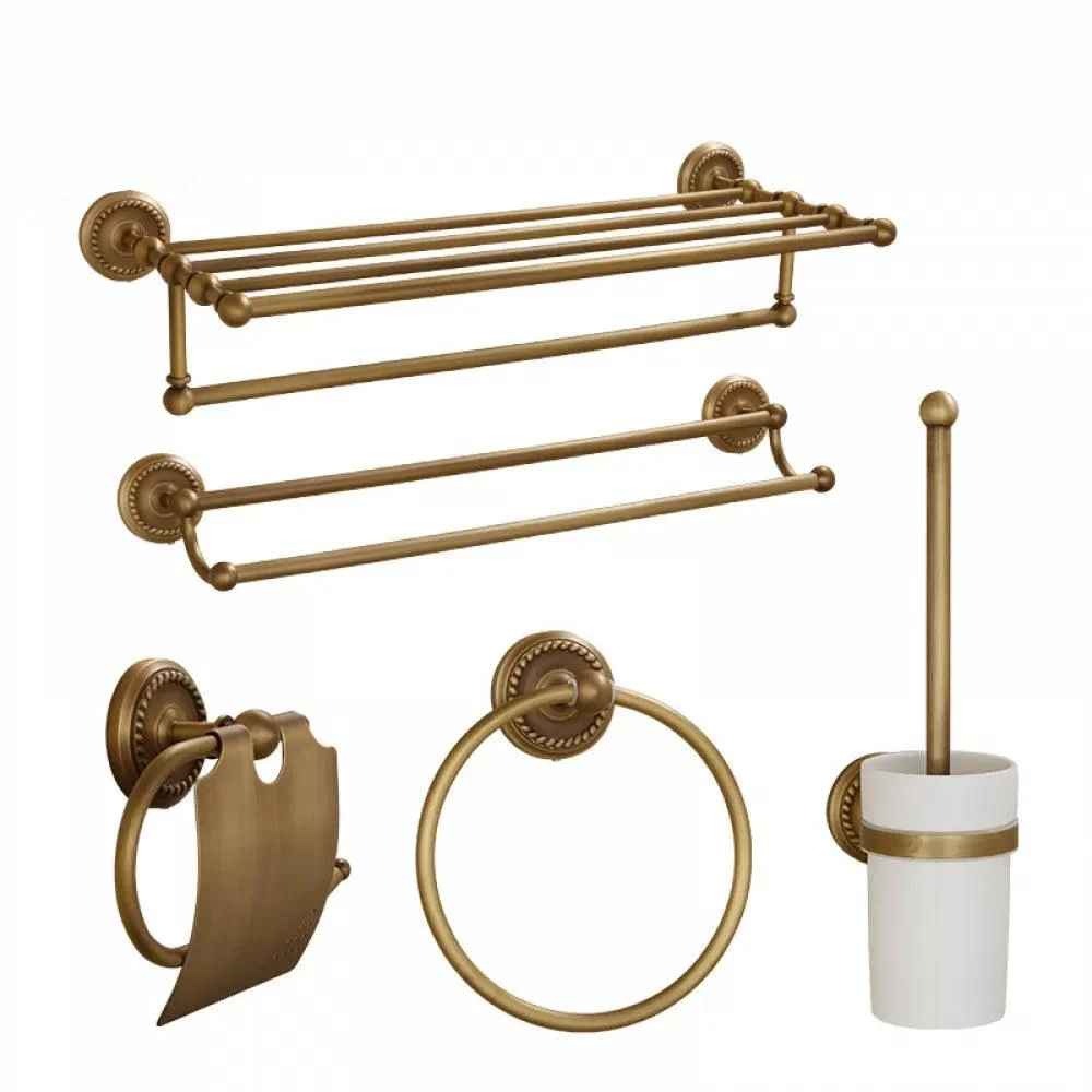 5-Piece Traditional Bathroom Accessory As Individual Or As a Set in Brushed Brass -Bathlova