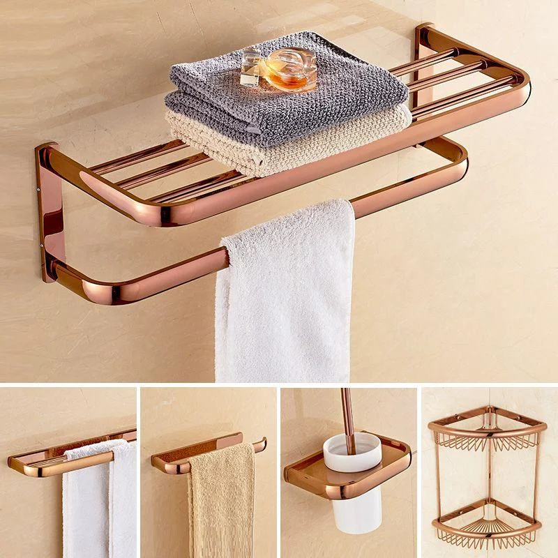 5-Piece Vintage Bathroom Accessory Set Brass Bath Hardware Set -Bathlova