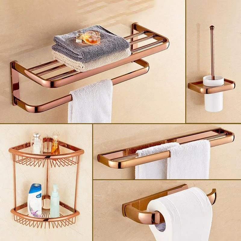 5-Piece Vintage Bathroom Accessory Set Brass Bath Hardware Set -Bathlova