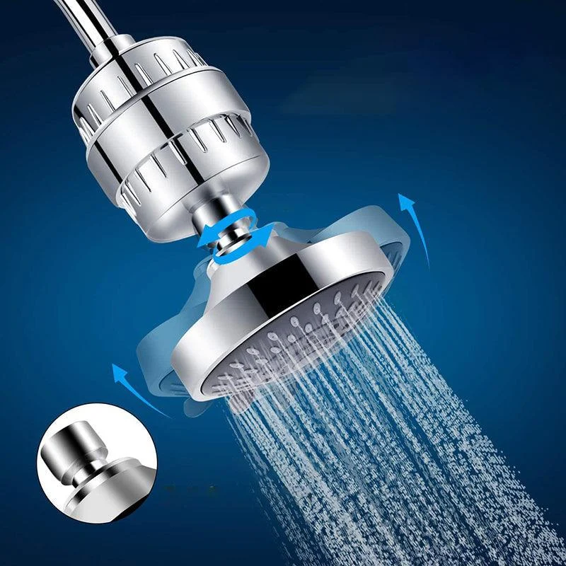 5 Sprays Shower Head Wall-Mount Silver Round Fixed Shower Head -Bathlova