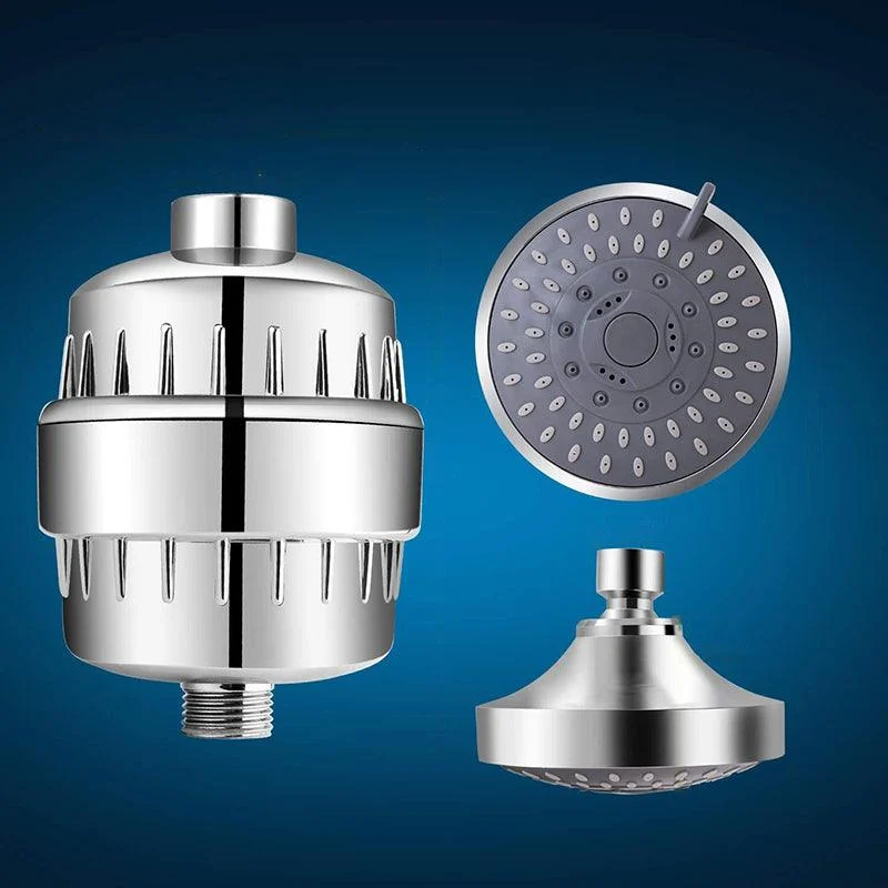 5 Sprays Shower Head Wall-Mount Silver Round Fixed Shower Head -Bathlova